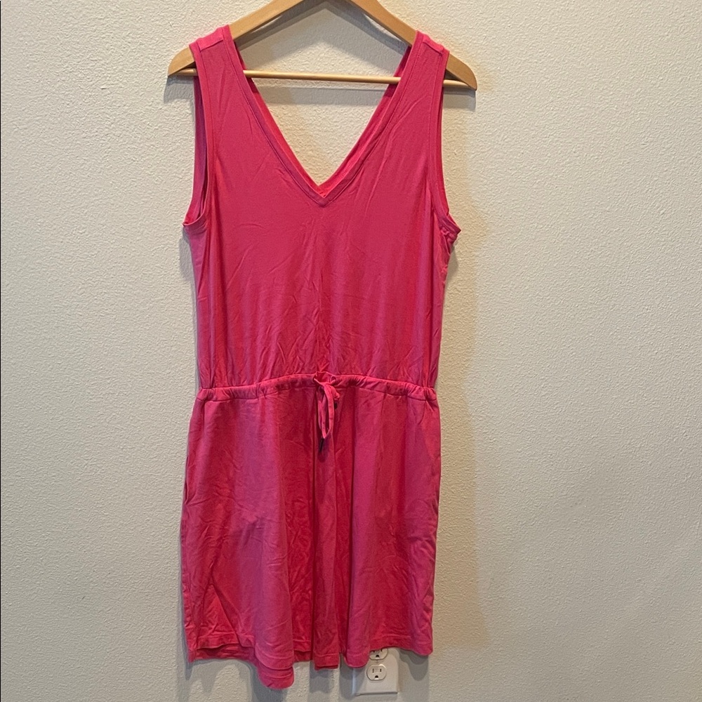 Sweaty Betty Pink Sleeveless V-Neck Midi Dress stretchy size M (8-10), NWOT